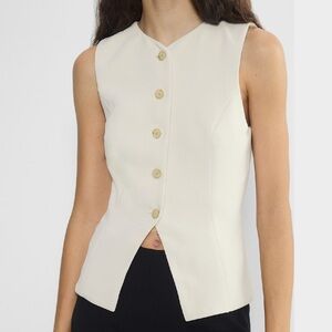 Aritzia Cream Sleeveless Button-Up Top
